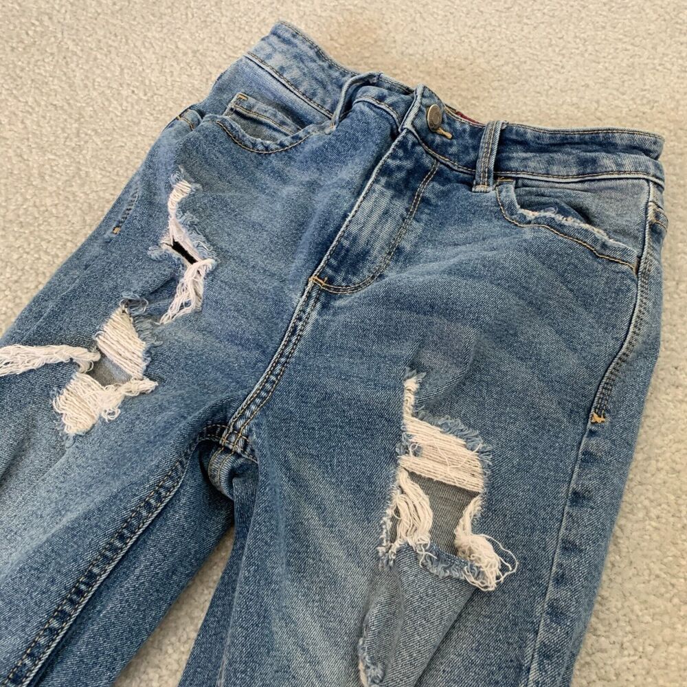 Cello Jeans High‎ Rise Distressed Holes Straight Denim Jeans Women's Size 1 / 25 - Picture 2 of 12